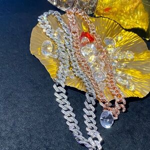 Elegant Silver and Rose Gold 18” White Silver Chain Necklace24” set